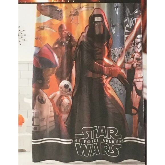 NWT Disney's Star Wars The Force Awakens Kid's Shower Bath Curtain 70"x72" - Picture 1 of 5